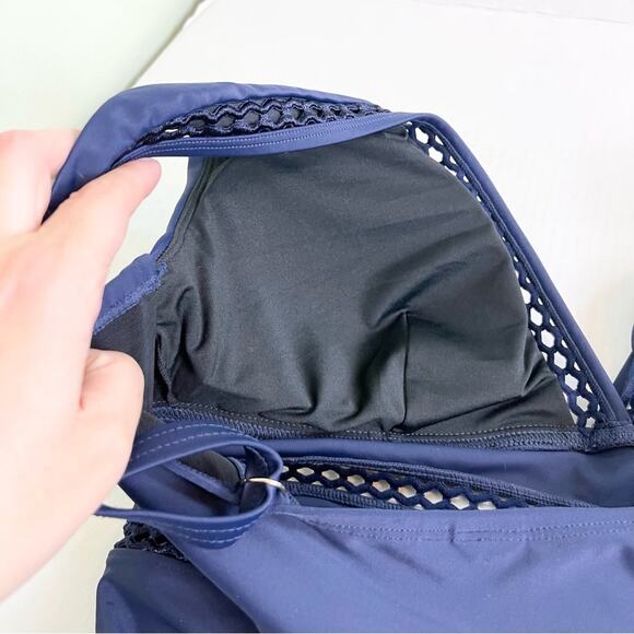 Swimsuits For All One Piece Lattice Plunge Swimsuit woman's size 18 Navy Blue - Picture 11 of 11